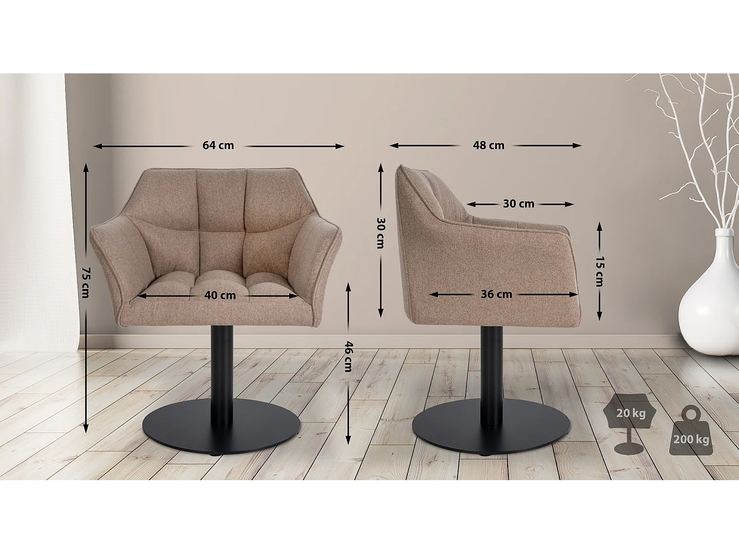 Chaise longue - Feutrine - Taupe - Damaso