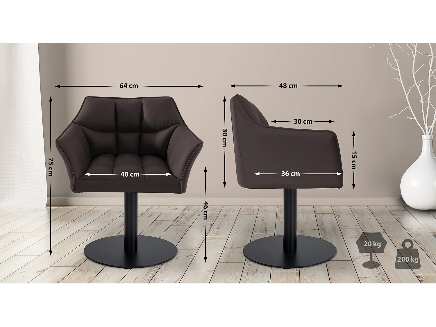 Chaise longue - Similicuir - Marron - Damaso