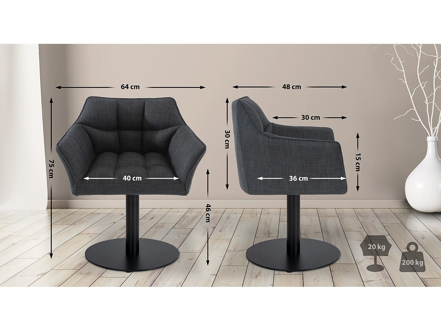 Lounger - Stoff - dunkelgrau - Damaso