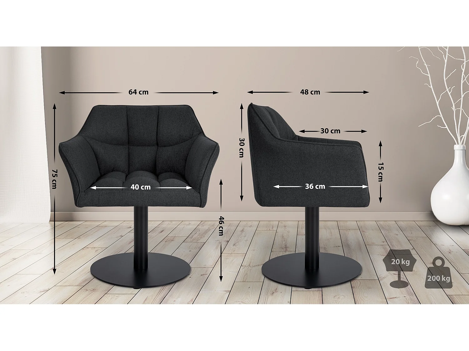 Chaise longue - Feutrine - Anthracite - Damaso