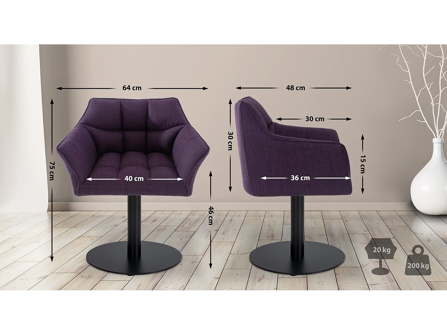 Chaise longue - Tissu - Violet - Damaso