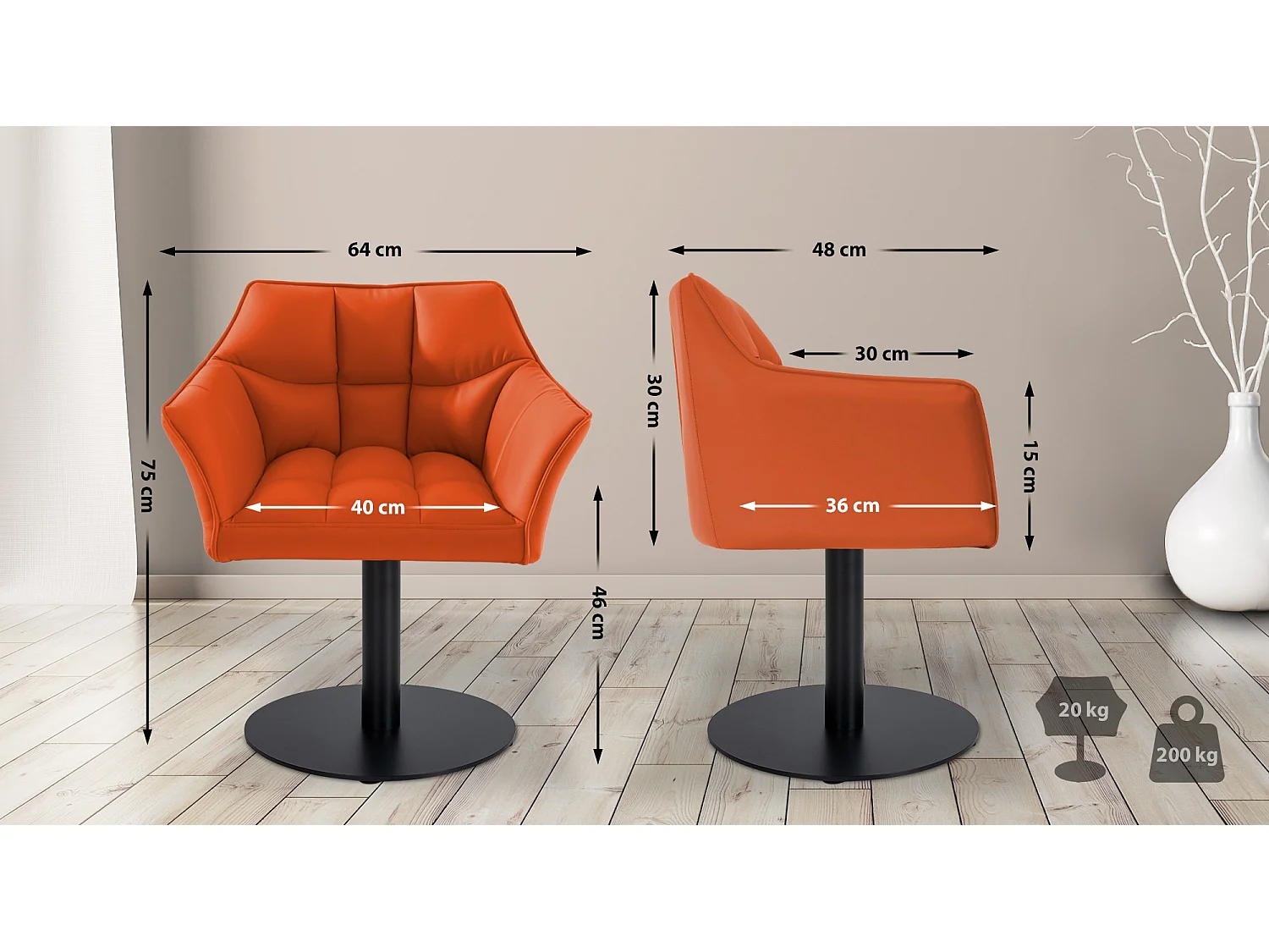 Chaise longue - Similicuir - Orange - Damaso