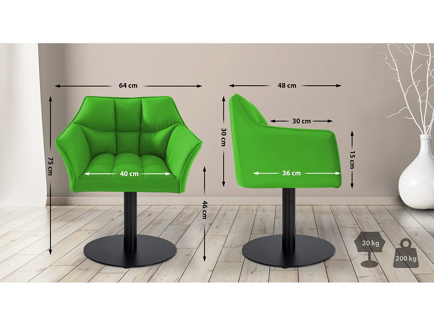 Chaise longue - Similicuir - Vert - Damaso