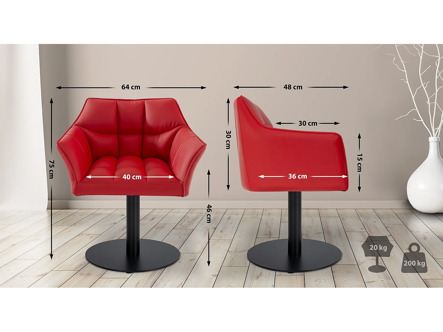 Chaise longue - Similicuir - Rouge - Damaso