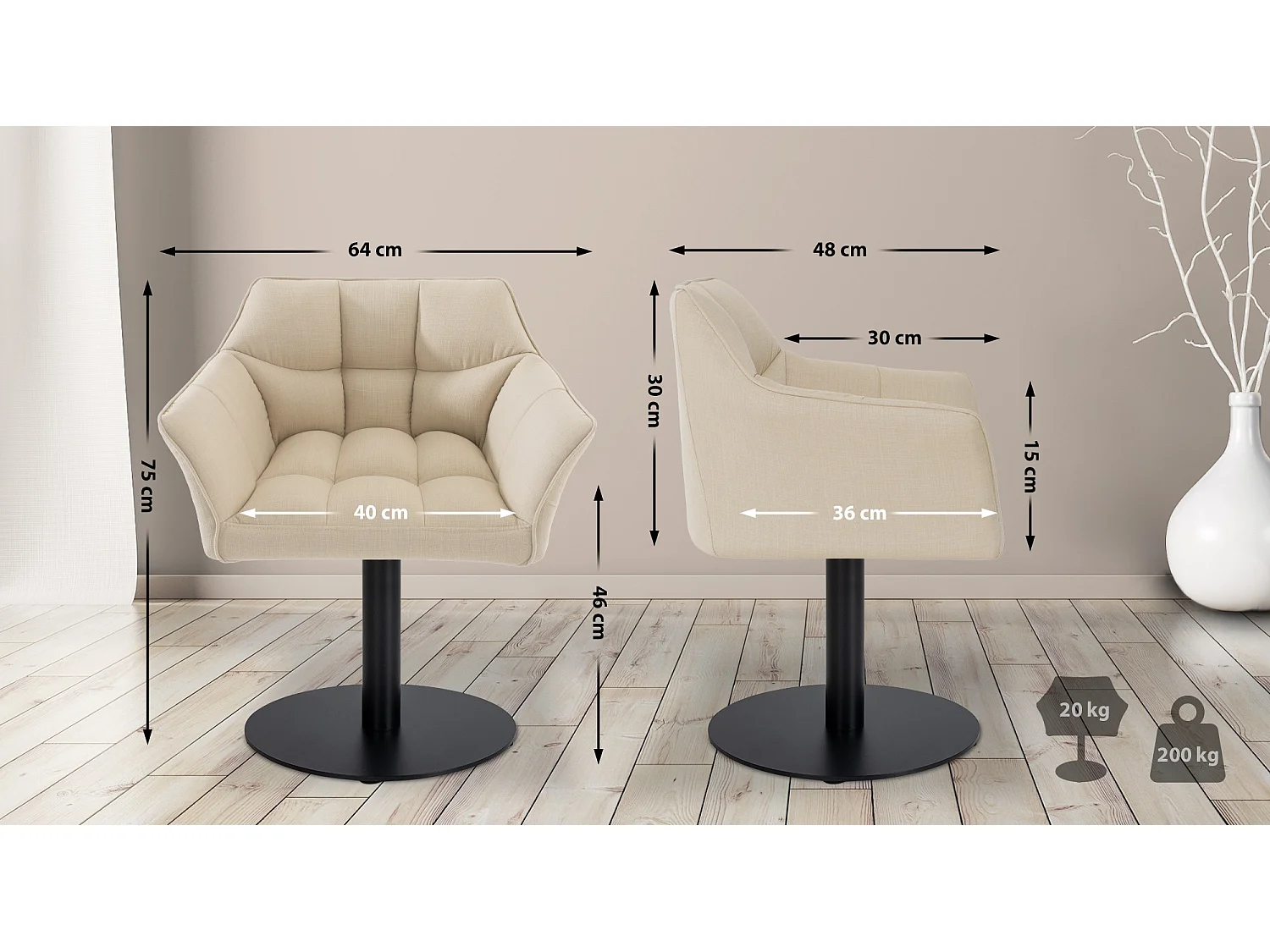 Chaise longue - Tissu - Crème - Damaso