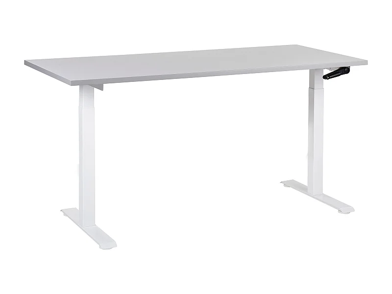 Höhenverstellbarer Schreibtisch mit Kurbel grau/weiß 160x72 cm DESTINES