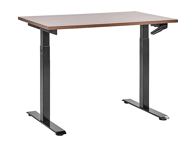 Biurko regulowane manualnie 120 x 72 cm ciemne drewno z czarnym DESTINES