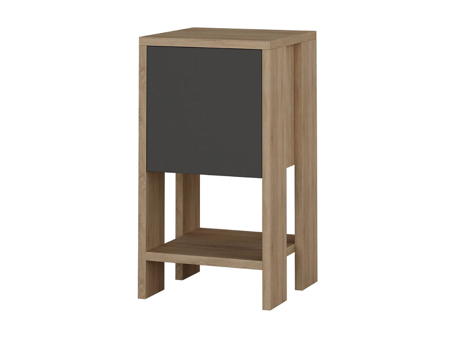 Nachttisch aus Holz und Grau mit Stauraum SISA