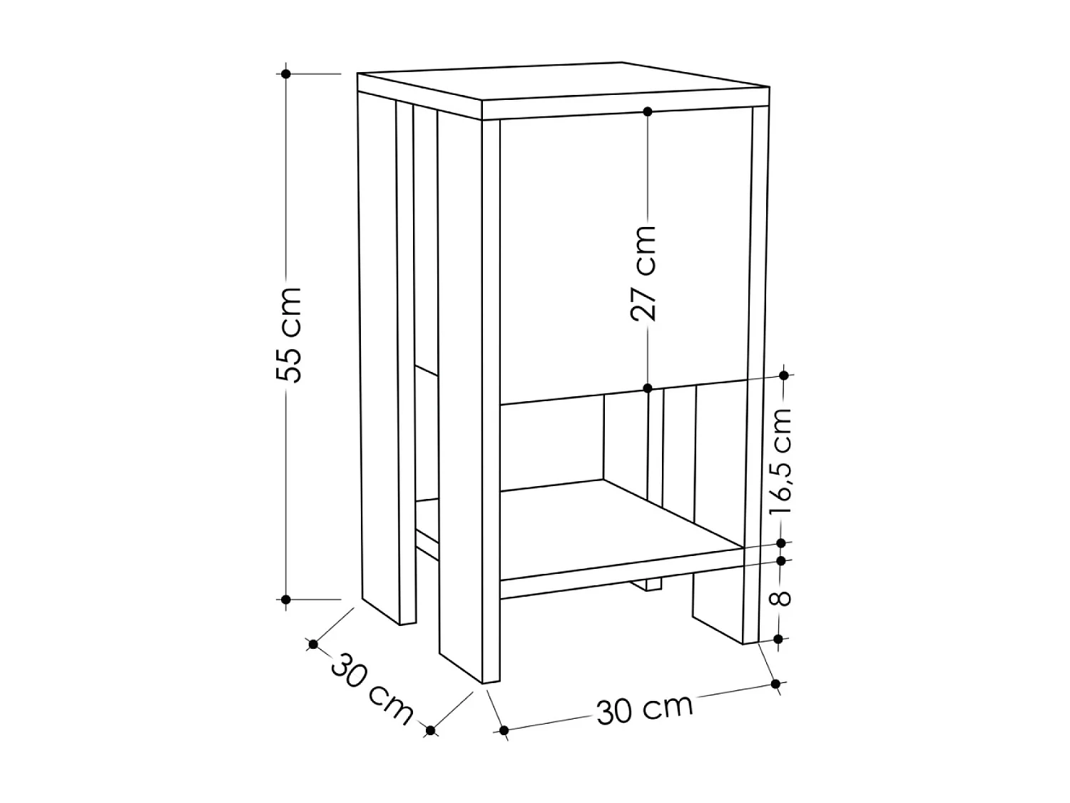 Table de chevet bois et gris avec rangement SISA