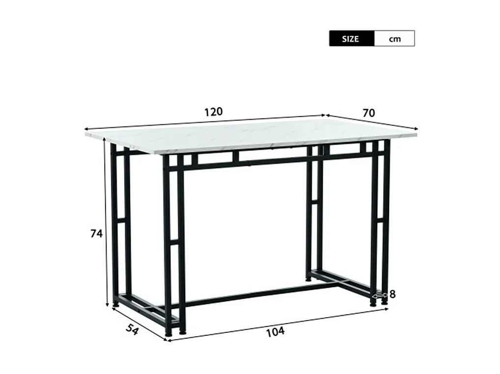 Ensemble de table à manger en fer noir avec 4 chaises gris foncé, 120x70cm