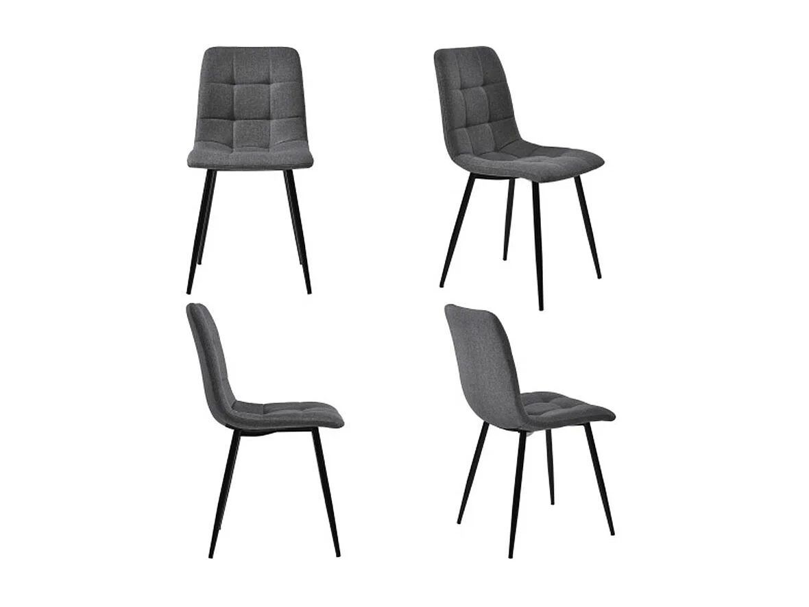 Ensemble de table à manger en fer noir avec 4 chaises gris foncé, 120x70cm