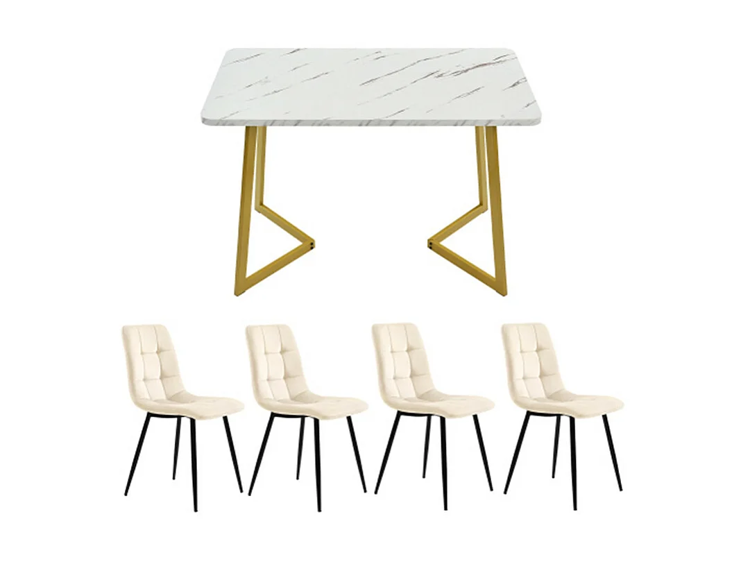 Set de table de 117 cm avec 4 chaises, beige