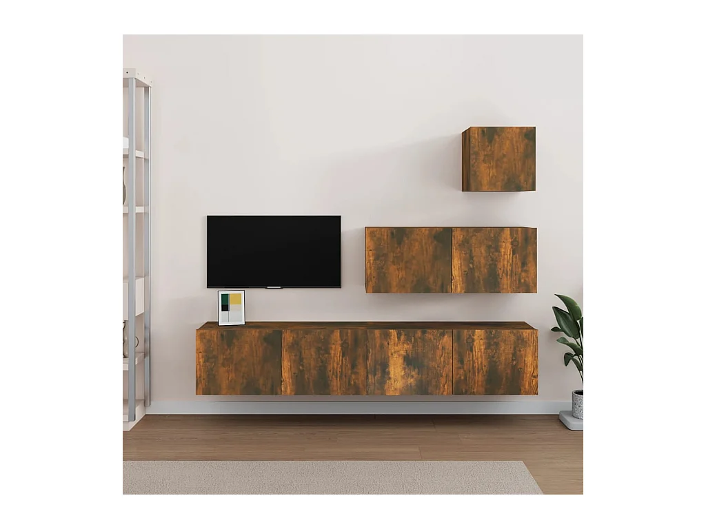 Ensemble de meubles TV 4 pcs Chêne fumé Bois d'ingénierie