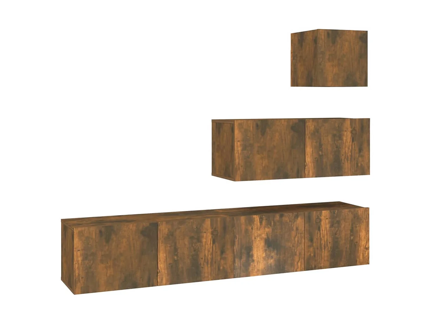 Juego de soporte para TV de 4 piezas de madera de ingeniería de roble ahumado