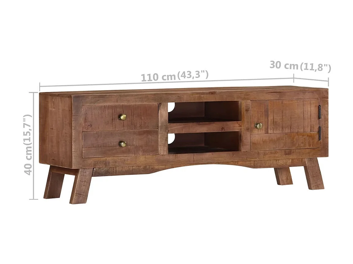 Móvel de TV 110x30x40 cm Madeira de mangueira crua