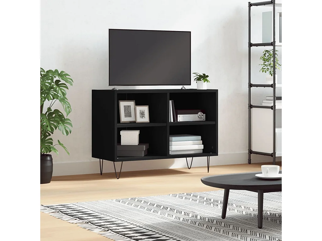 Mueble TV negro 69,5 x 30 x 50 cm de madera contrachapada
