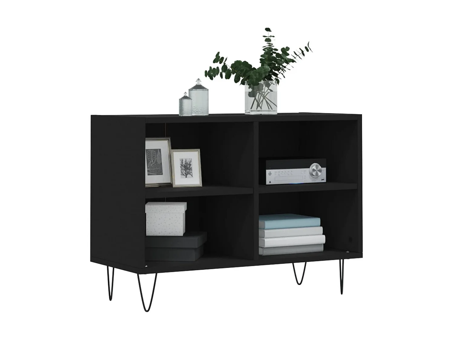 Mueble TV negro 69,5 x 30 x 50 cm de madera contrachapada