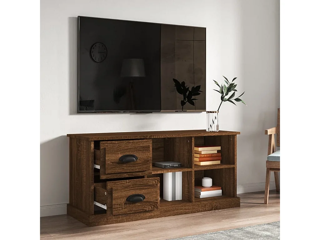 Meuble TV chêne marron 102x35,5x47,5 cm bois d'ingénierie