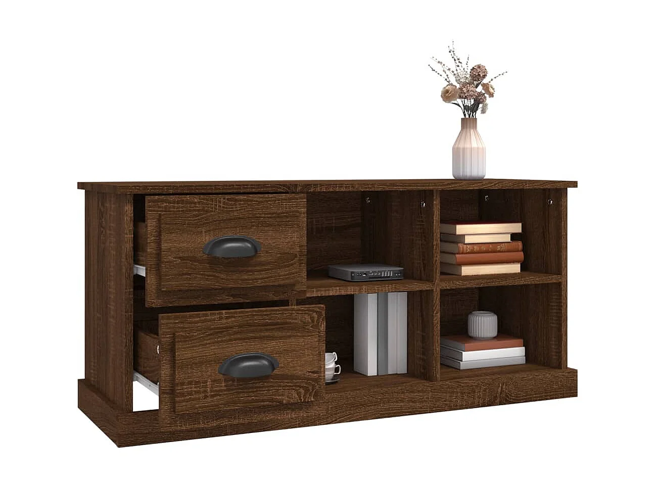 Meuble TV chêne marron 102x35,5x47,5 cm bois d'ingénierie