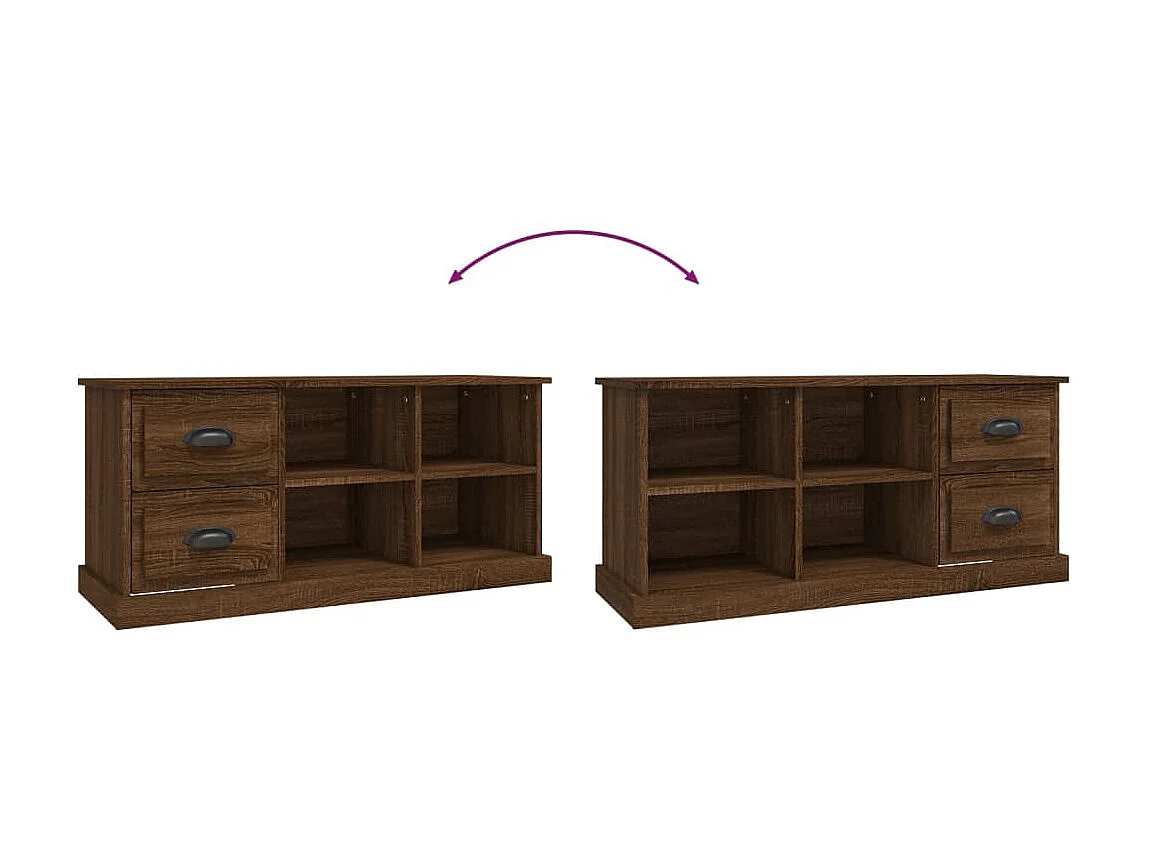 Meuble TV chêne marron 102x35,5x47,5 cm bois d'ingénierie