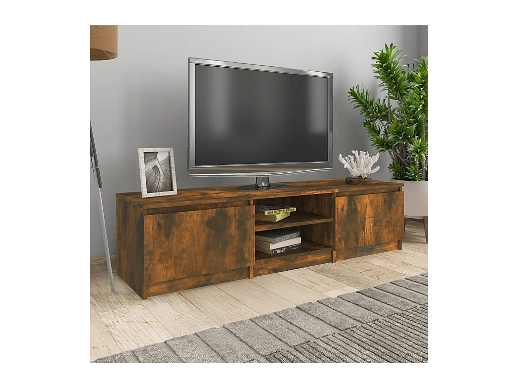 Meuble TV Chêne fumé 140x40x35,5 cm Bois d'ingénierie