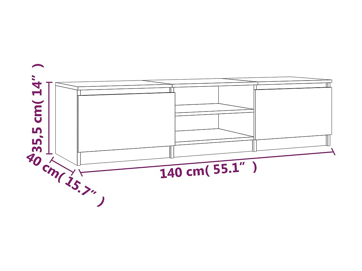 Meuble TV Chêne fumé 140x40x35,5 cm Bois d'ingénierie