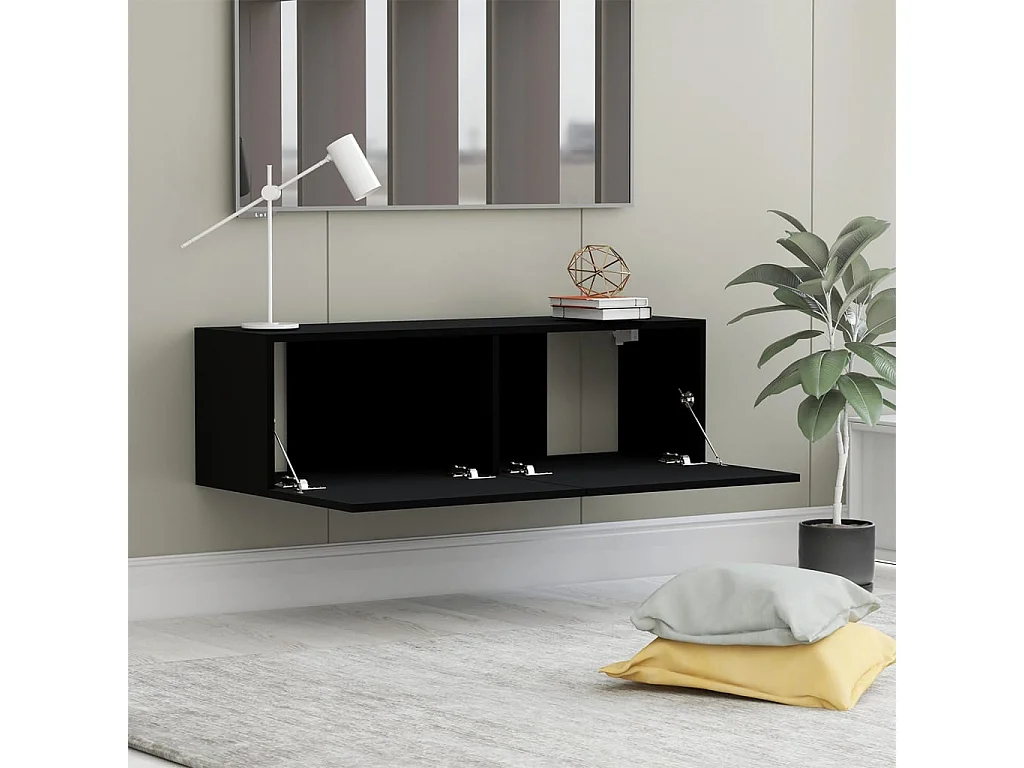 Meuble TV Noir 100x30x30 cm Aggloméré