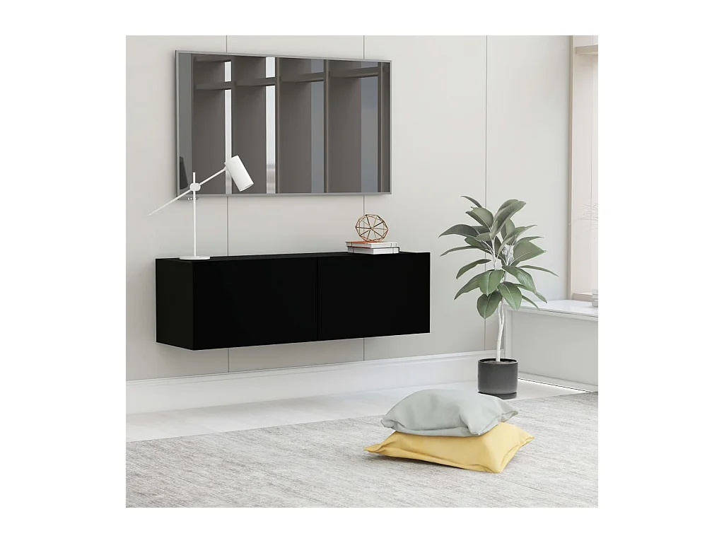 Meuble TV Noir 100x30x30 cm Aggloméré