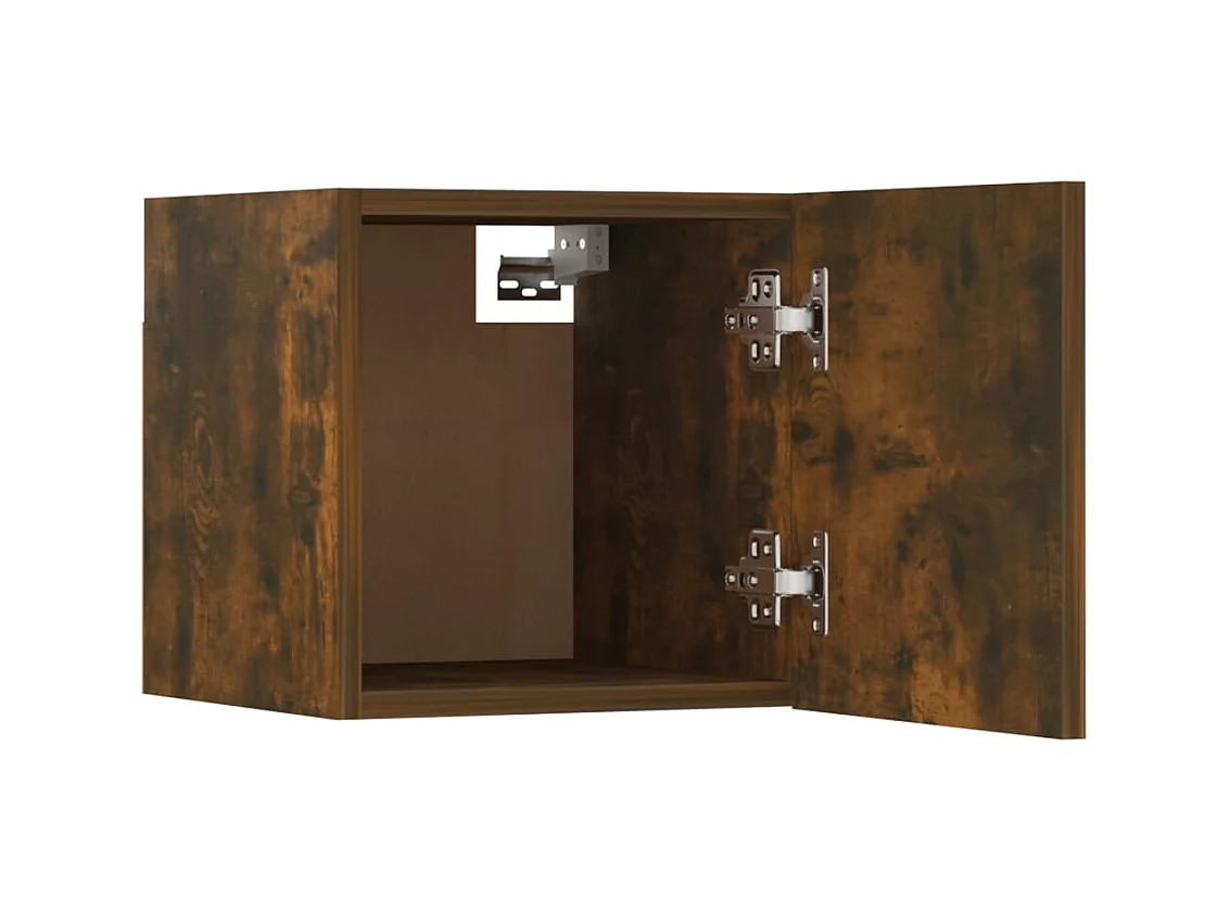 Set porta TV a parete in pannelli di rovere affumicato