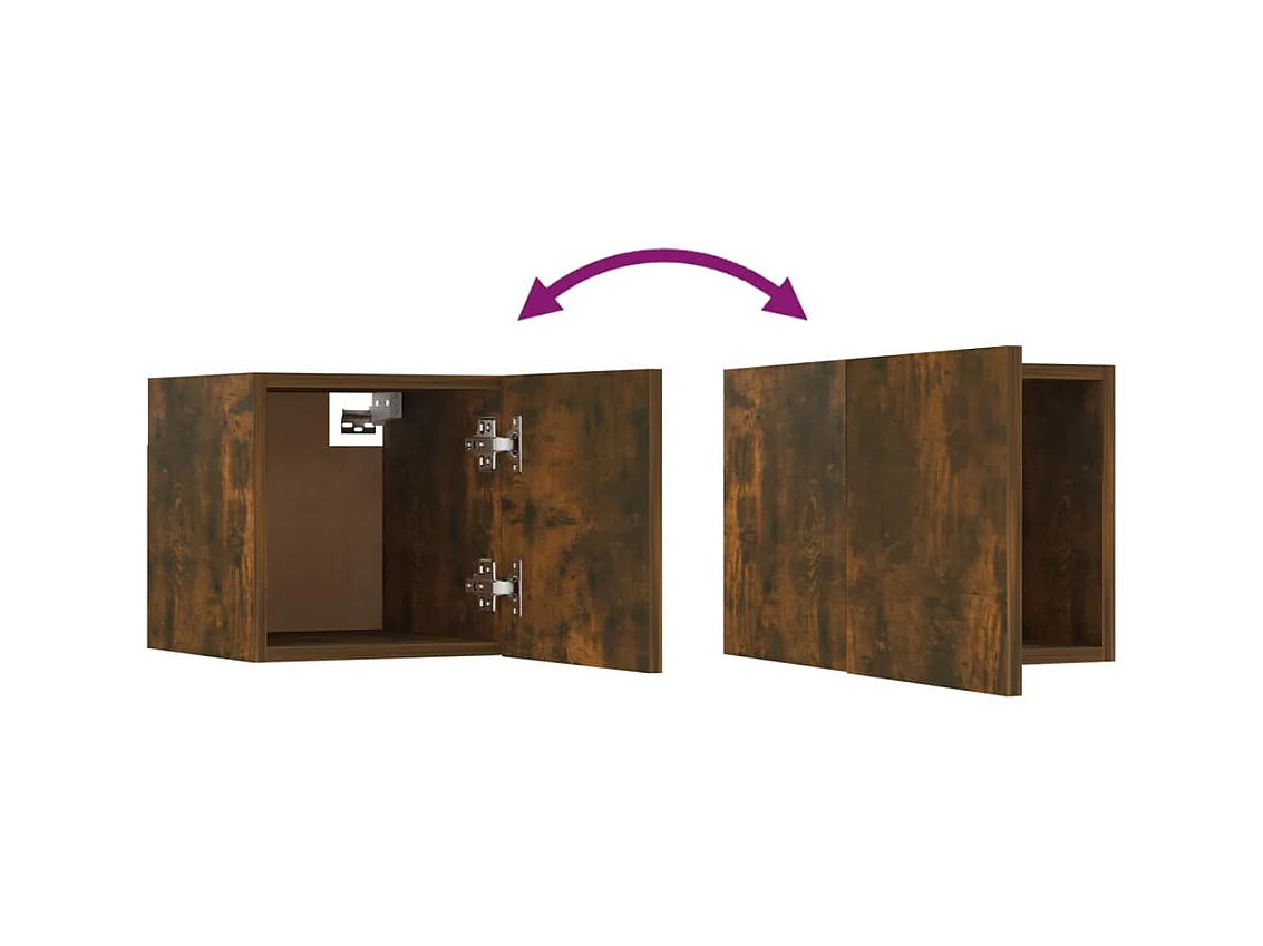 Set porta TV a parete in pannelli di rovere affumicato
