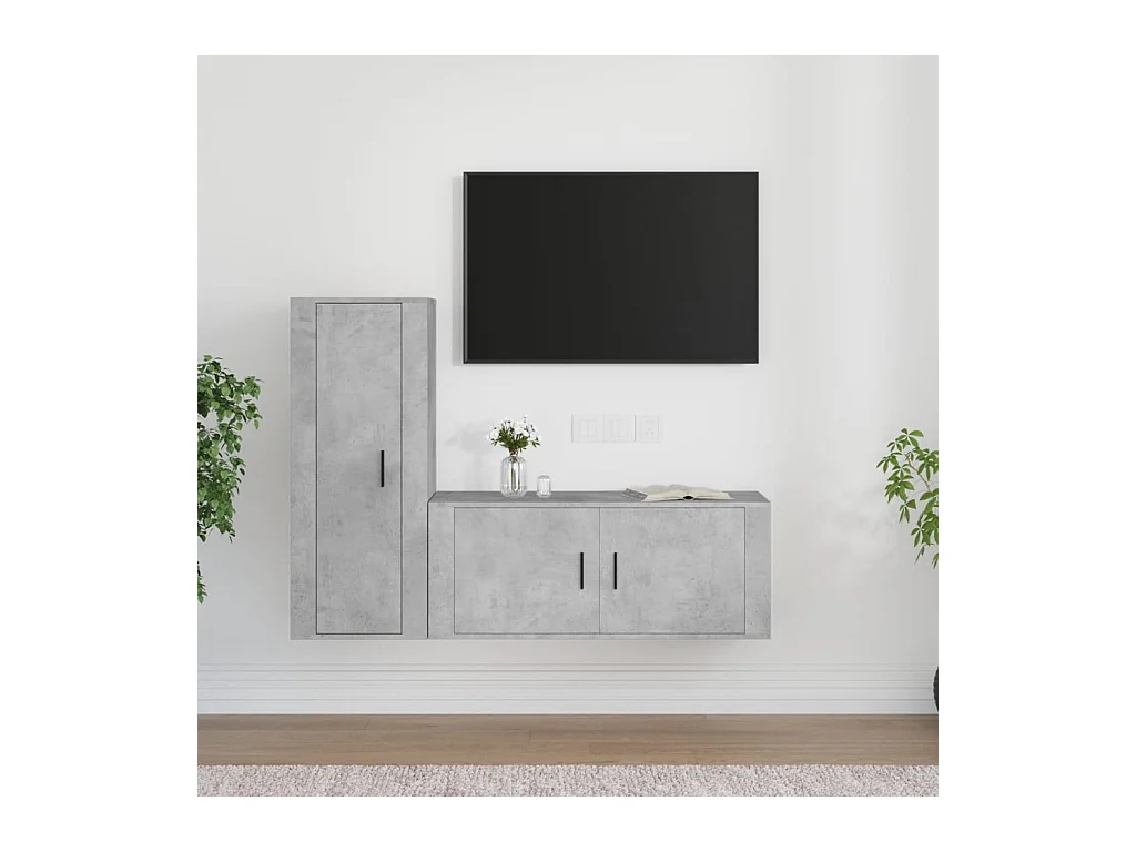 2-delige tv-meubelset van betongrijs parket