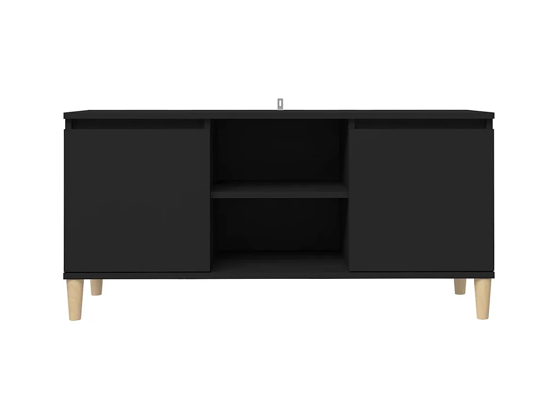Meuble TV avec pieds en bois massif Noir 103,5x35x50 cm