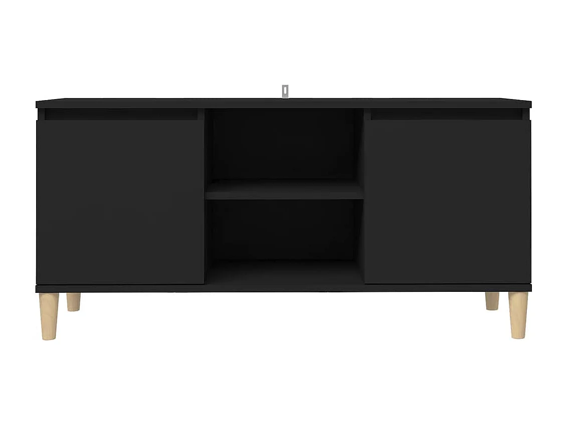 Mobile TV con gambe in legno massello Nero 103,5x35x50 cm