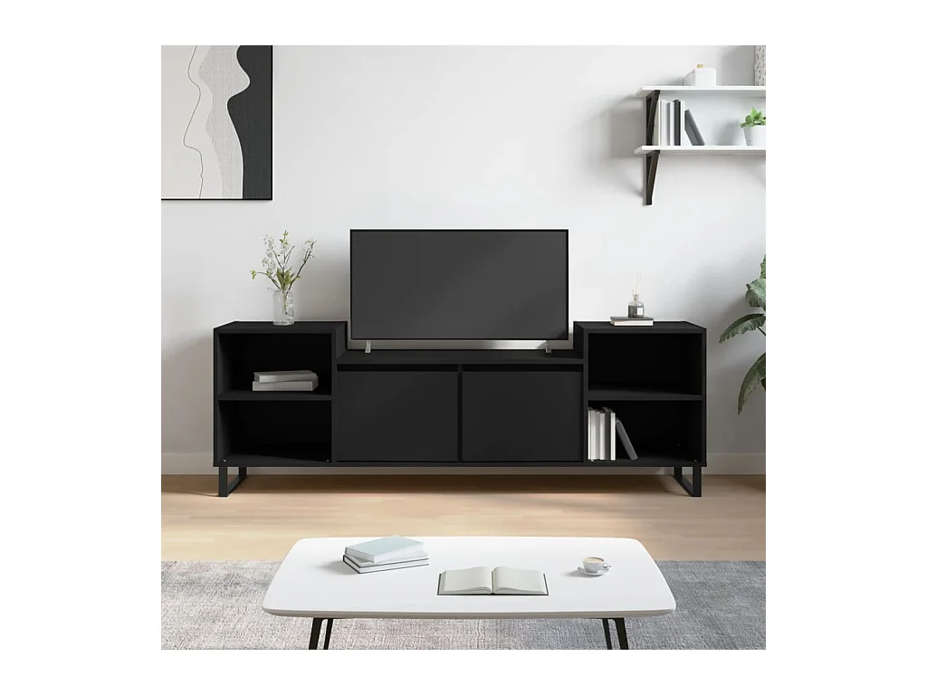 Meuble TV Noir 160x35x55 cm Bois d'ingénierie