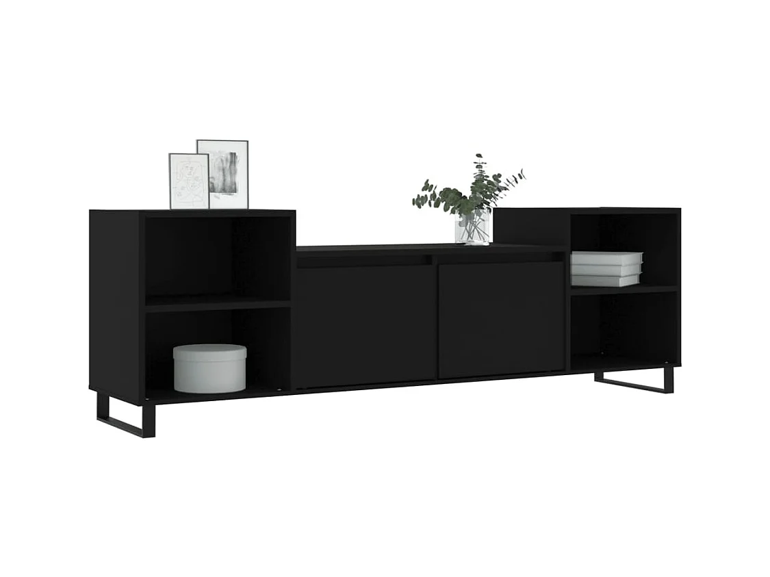 Meuble TV Noir 160x35x55 cm Bois d'ingénierie