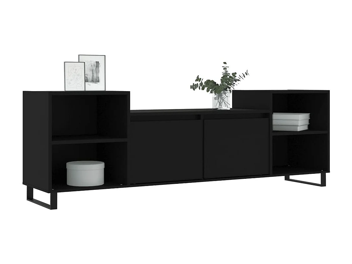 Meuble TV Noir 160x35x55 cm Bois d'ingénierie