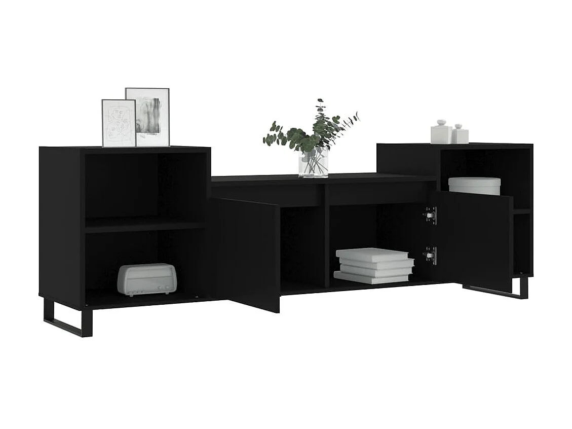 Meuble TV Noir 160x35x55 cm Bois d'ingénierie