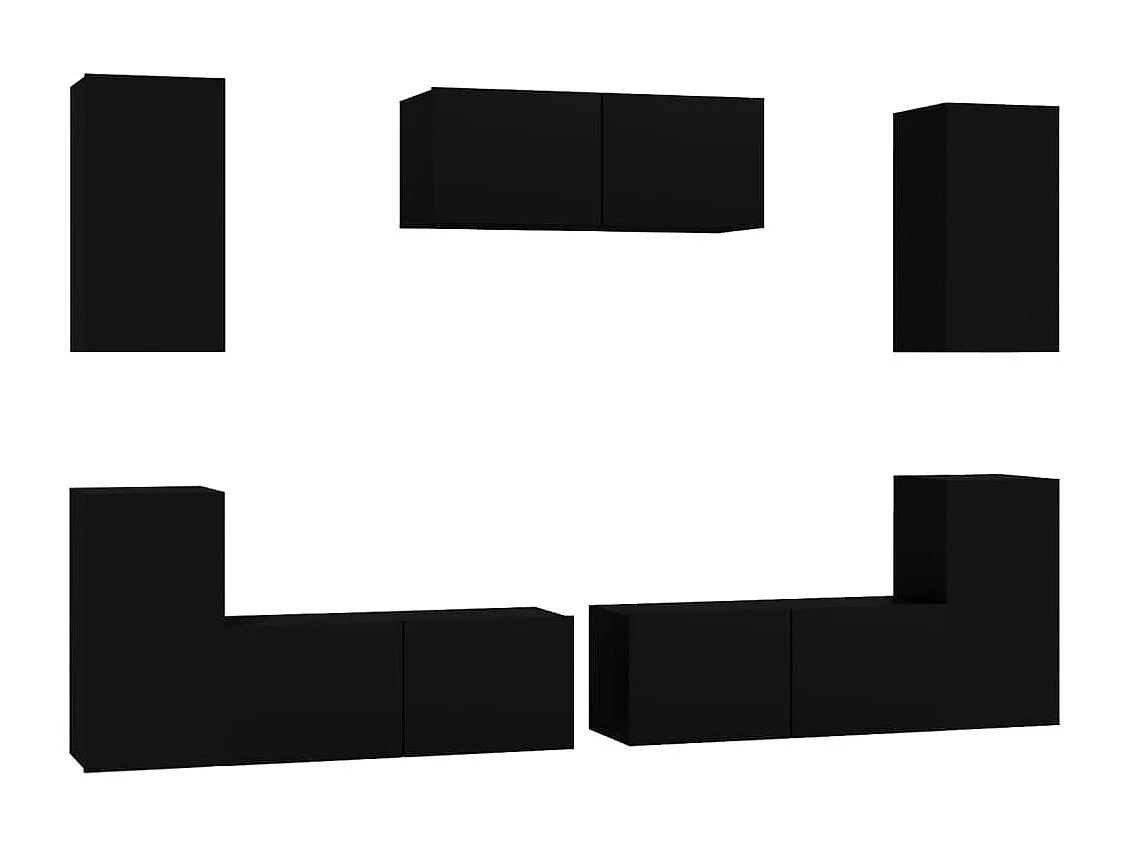 7-delige tv-meubelset zwart parket