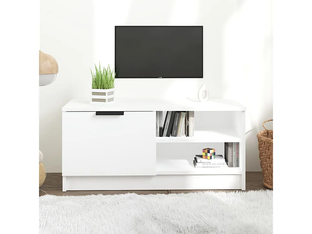 Wit tv-meubel 80x35x36,5 cm Bewerkt hout