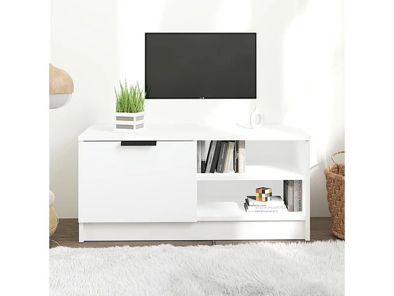 Wit tv-meubel 80x35x36,5 cm Bewerkt hout