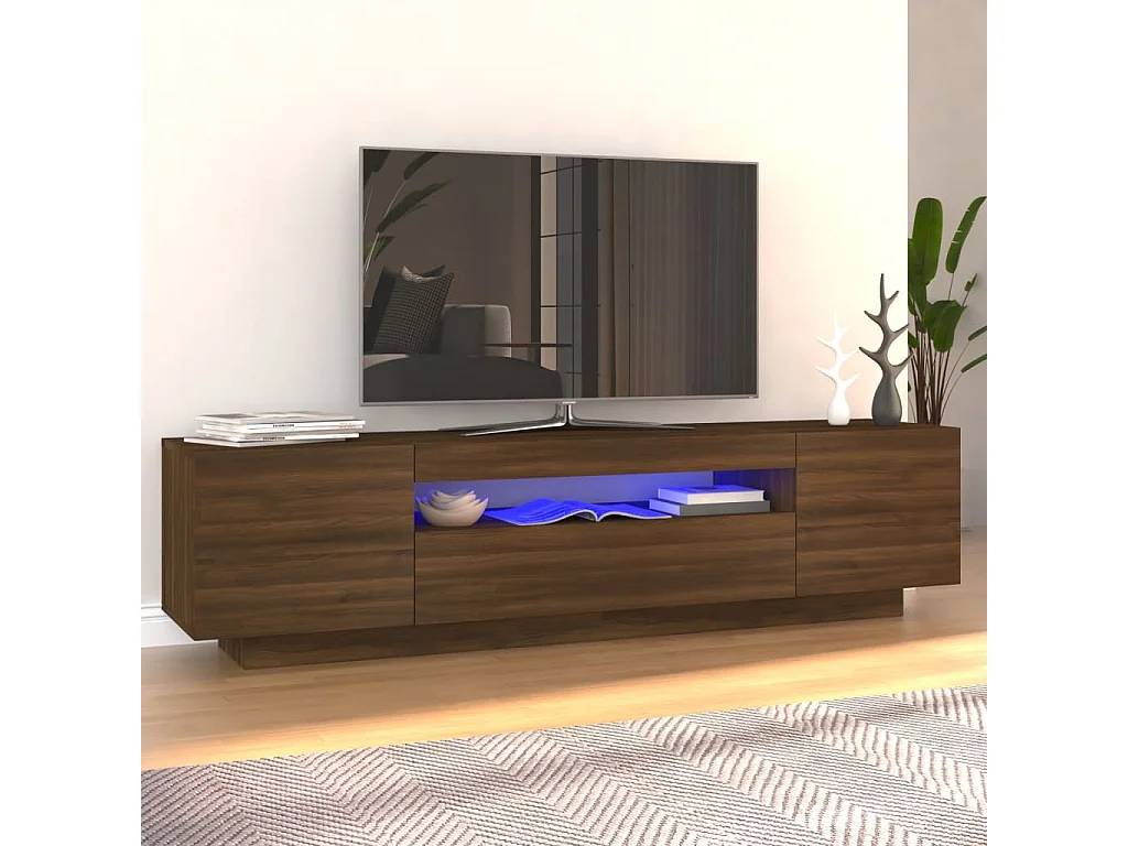 TV-meubel met LED-verlichting Bruin eiken 160x35x40 cm