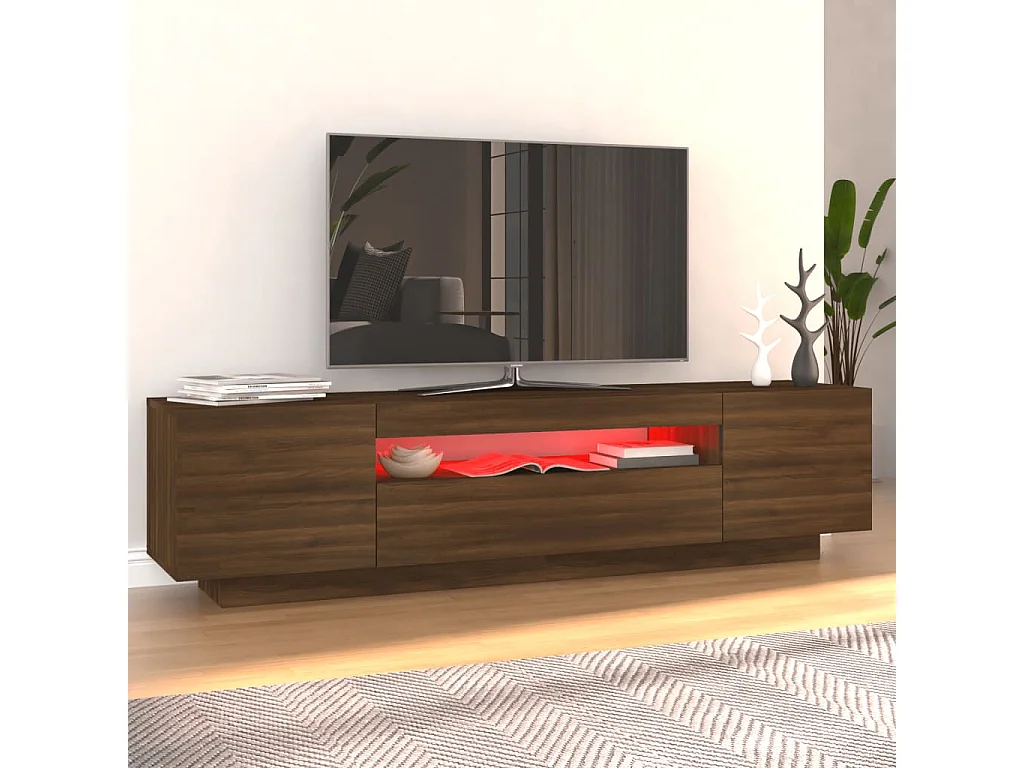 TV-meubel met LED-verlichting Bruin eiken 160x35x40 cm