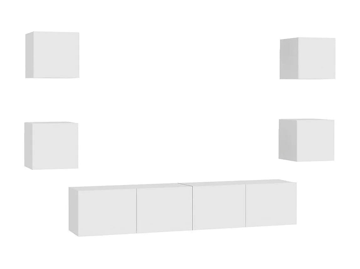 Ensemble de meubles TV 6 pcs Blanc Aggloméré