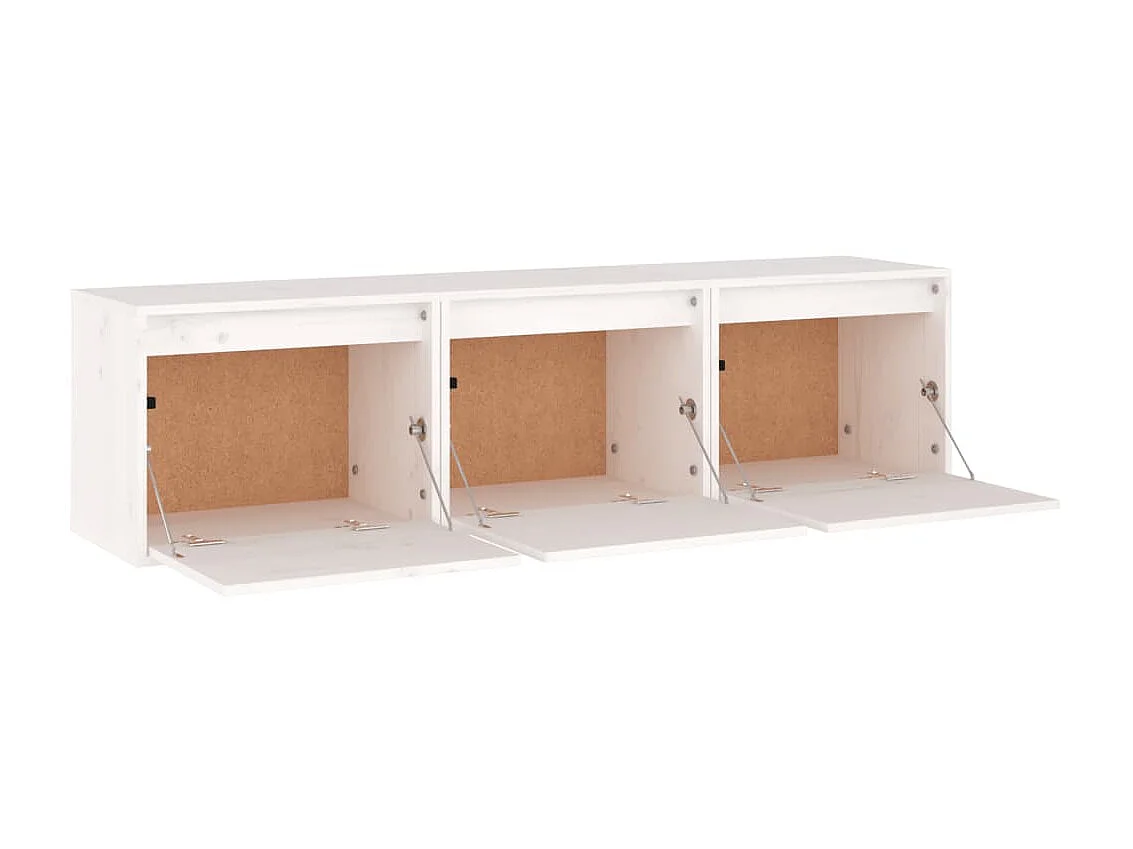 Mueble TV 3 piezas Blanco Madera maciza de pino