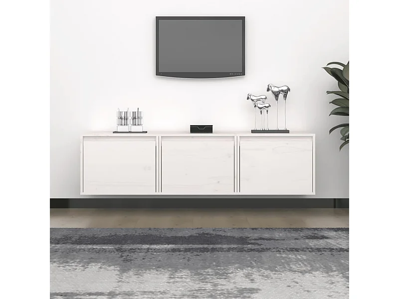 Meubles TV 3 pcs Blanc Bois massif de pin
