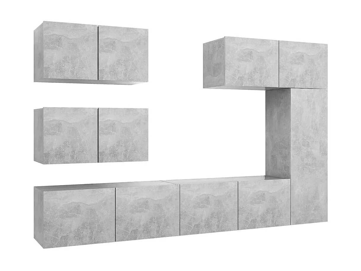 Set mobile TV 6 pz. Truciolato grigio cemento