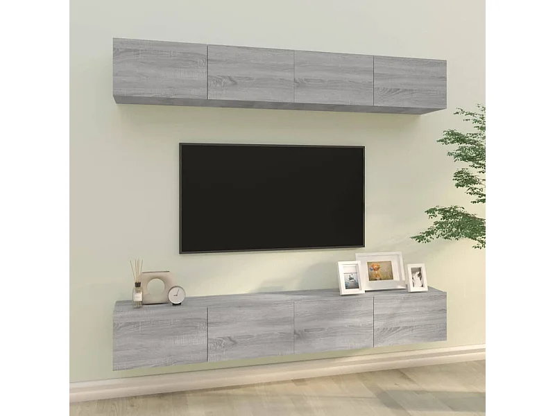 Wand TV-meubels 4 stuks Sonoma grijs 100x30x30 cm