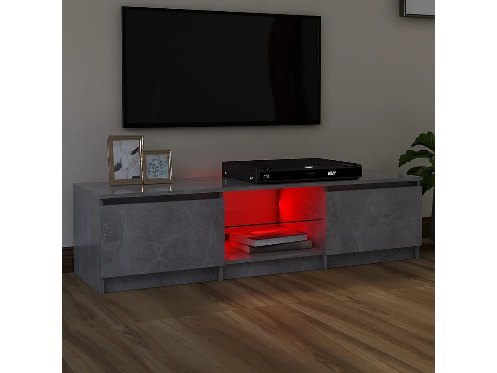 Meuble TV avec lumières LED gris béton 140x40x35,5 cm