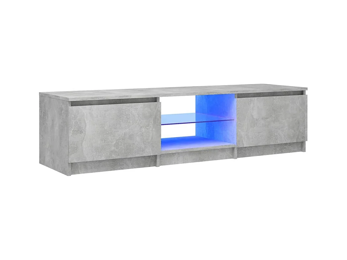 Meuble TV avec lumières LED gris béton 140x40x35,5 cm