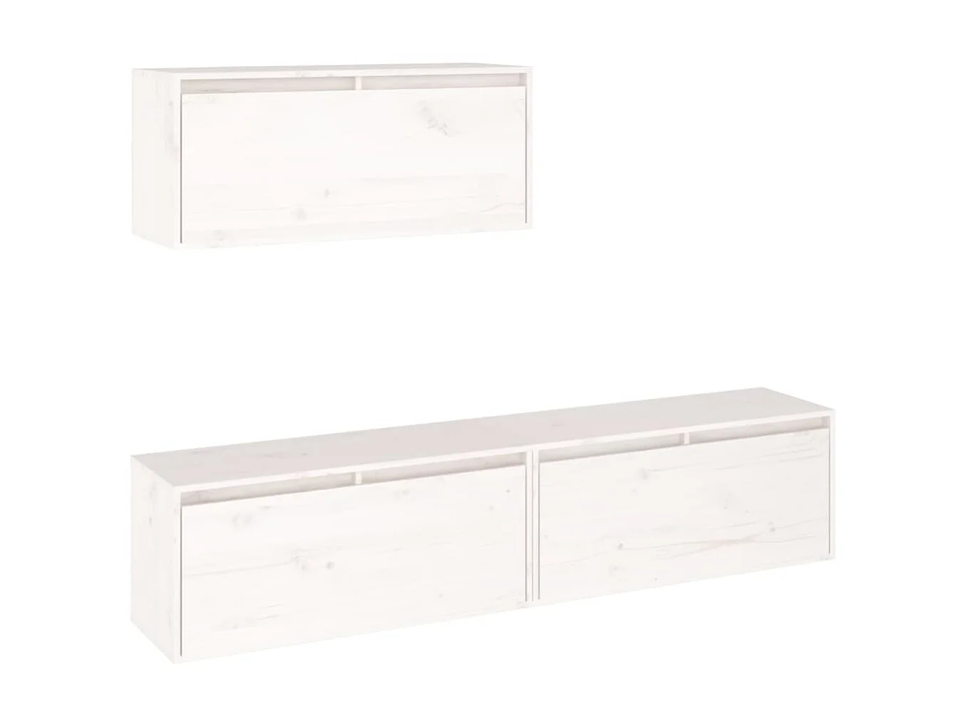 Mueble TV 3 piezas Blanco Madera maciza de pino